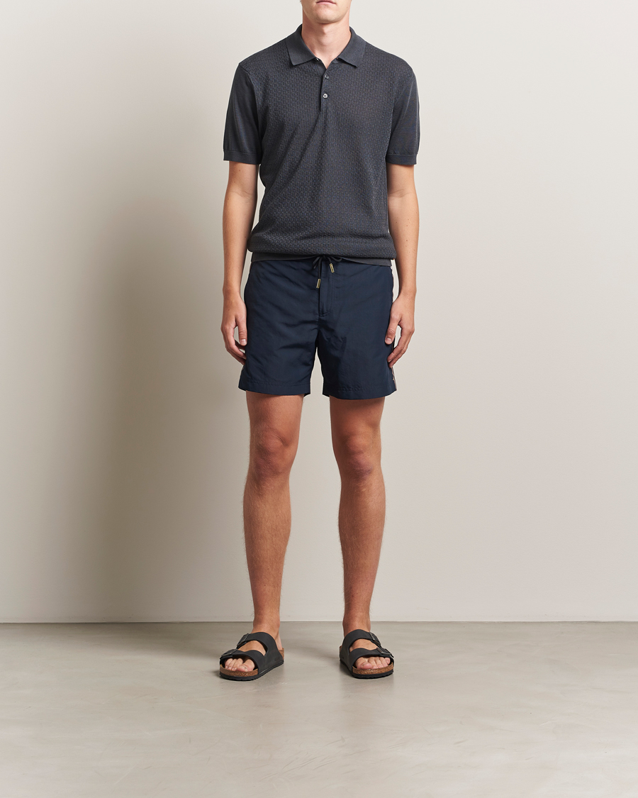 Herren | Badehosen | Orlebar Brown | Bulldog Drawcord Stripe Swimshorts Night Iris