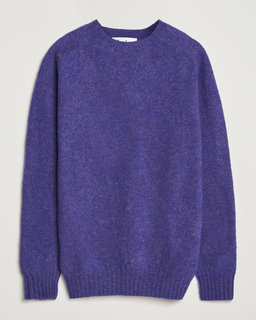 Herren | Pullover | Harley Of Scotland | Brushed Supersoft Lambswool Crewneck Iris