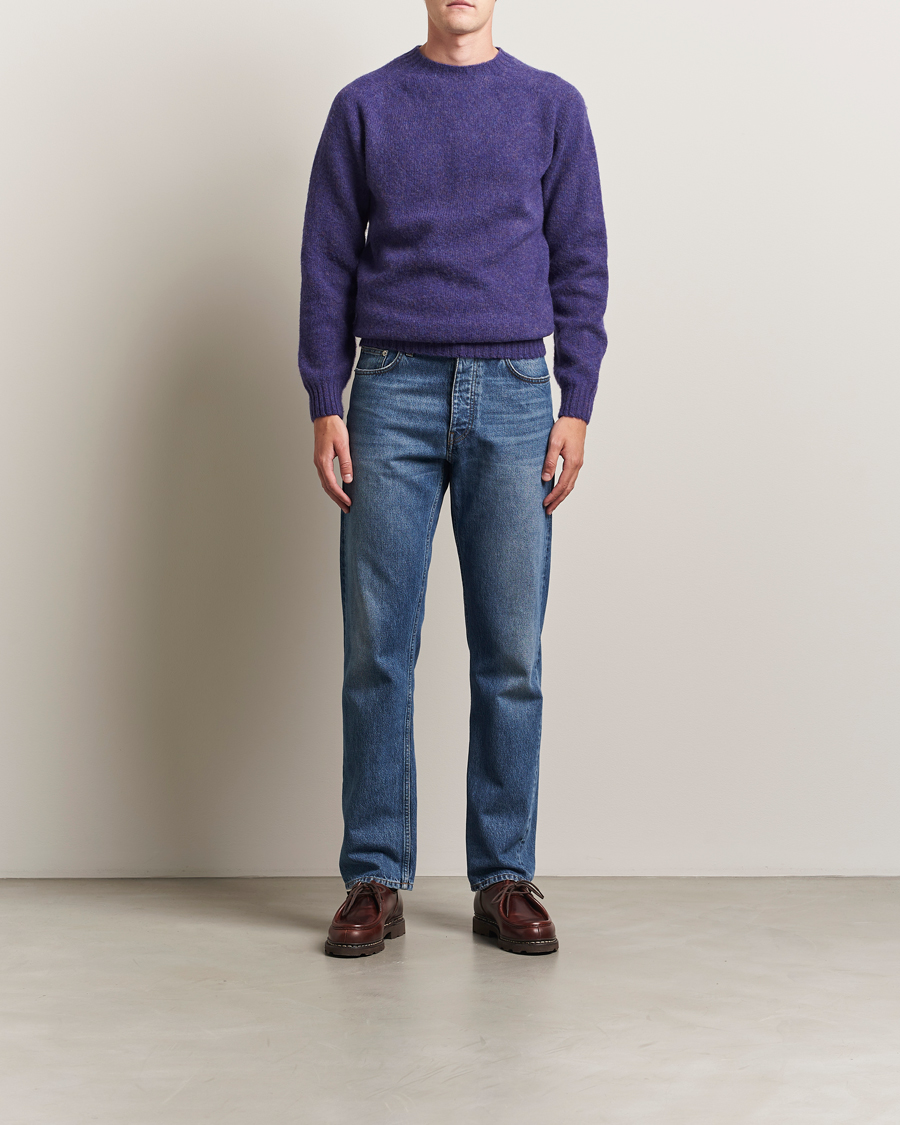 Herren | Pullover | Harley Of Scotland | Brushed Supersoft Lambswool Crewneck Iris