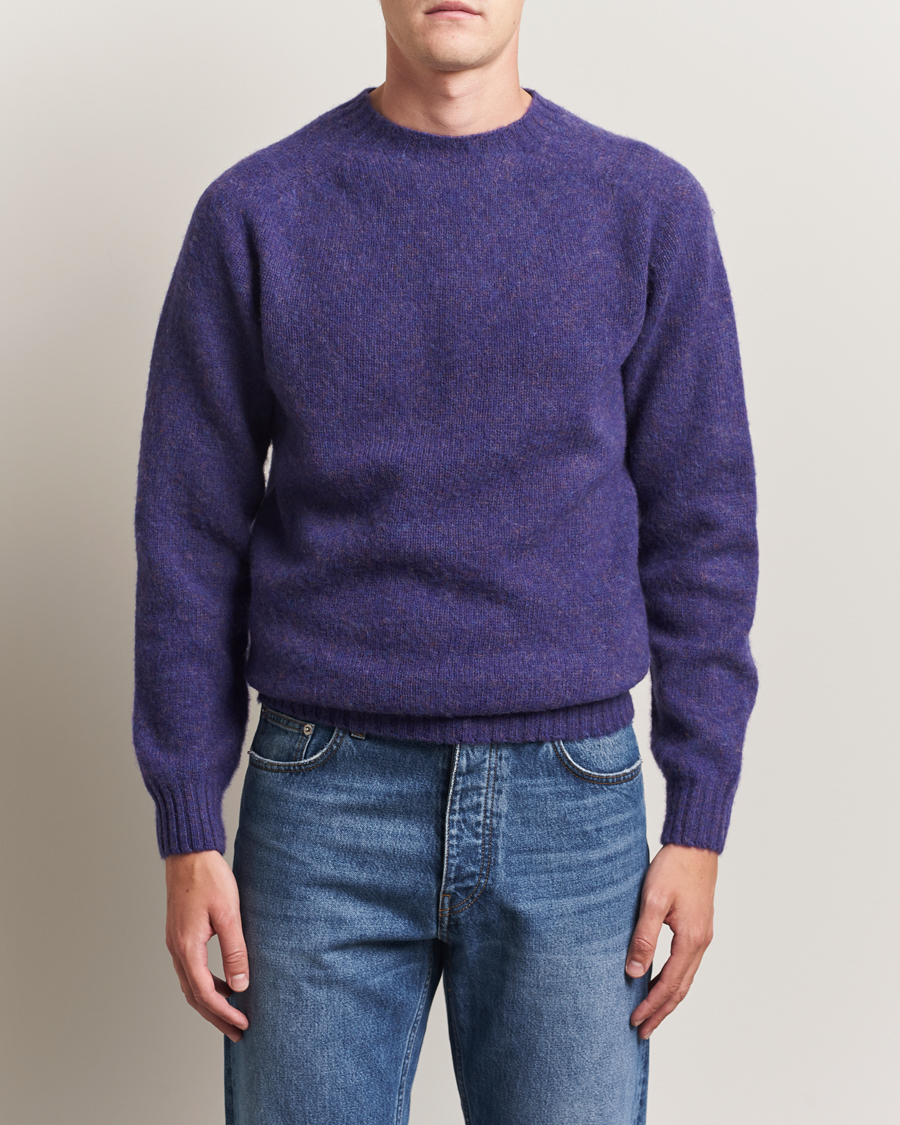 Herren | Pullover | Harley Of Scotland | Brushed Supersoft Lambswool Crewneck Iris