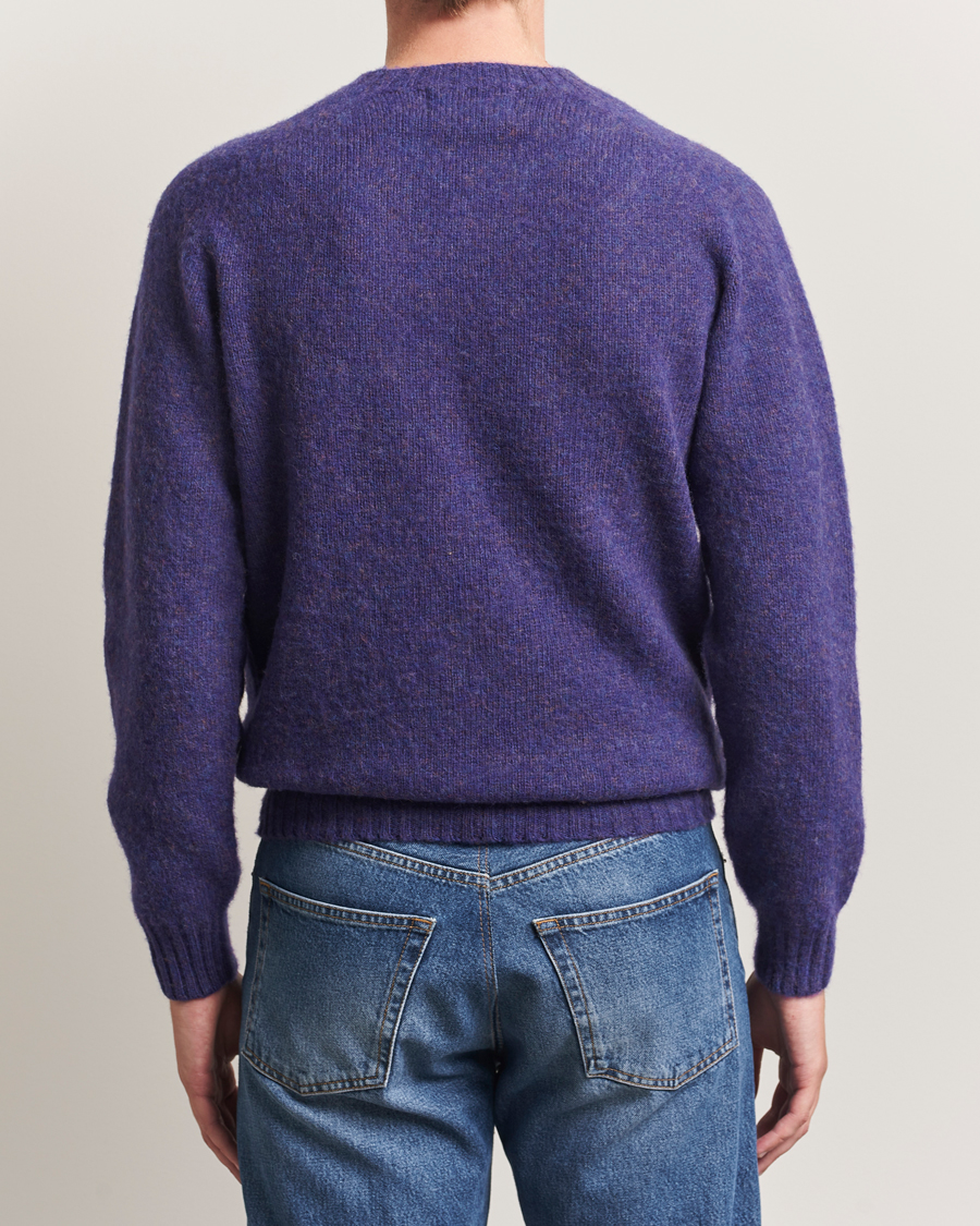 Herren | Pullover | Harley Of Scotland | Brushed Supersoft Lambswool Crewneck Iris