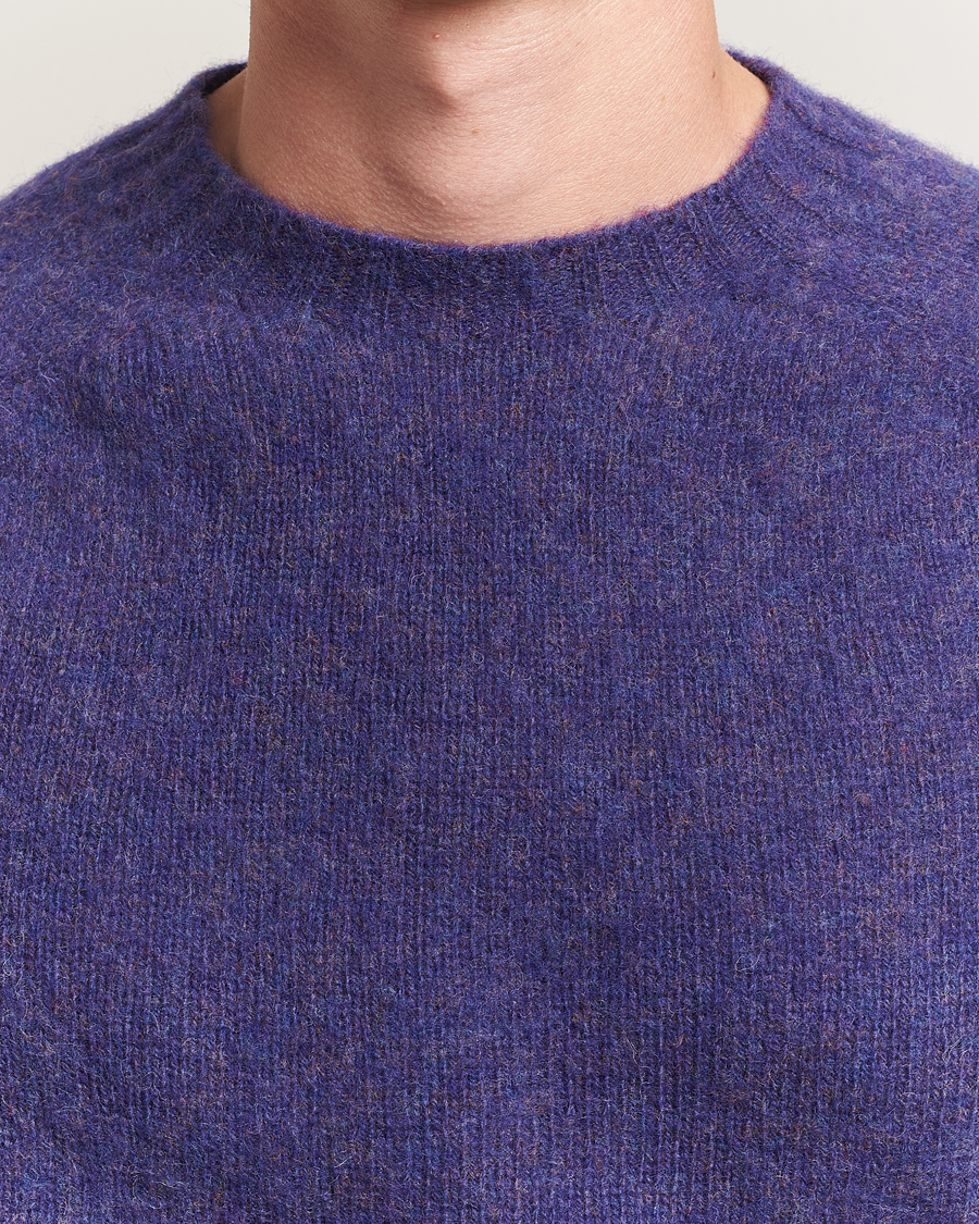 Herren | Pullover | Harley Of Scotland | Brushed Supersoft Lambswool Crewneck Iris