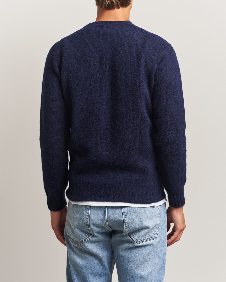 Herren | Pullover | Harley Of Scotland | Brushed Supersoft Lambswool Crewneck Navy