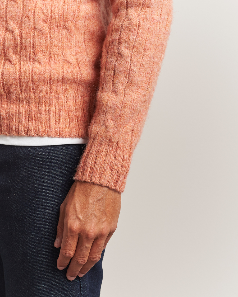 Herren | Pullover | Harley Of Scotland | Brushed Supersoft Lambswool Cable Parfait