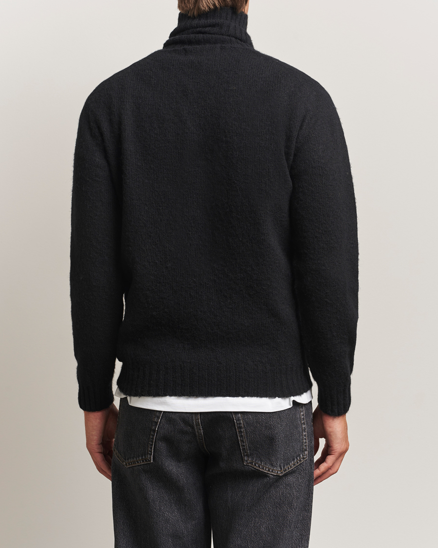 Herren | Pullover | Harley Of Scotland | Brushed Supersoft Lambswool Rollneck Black