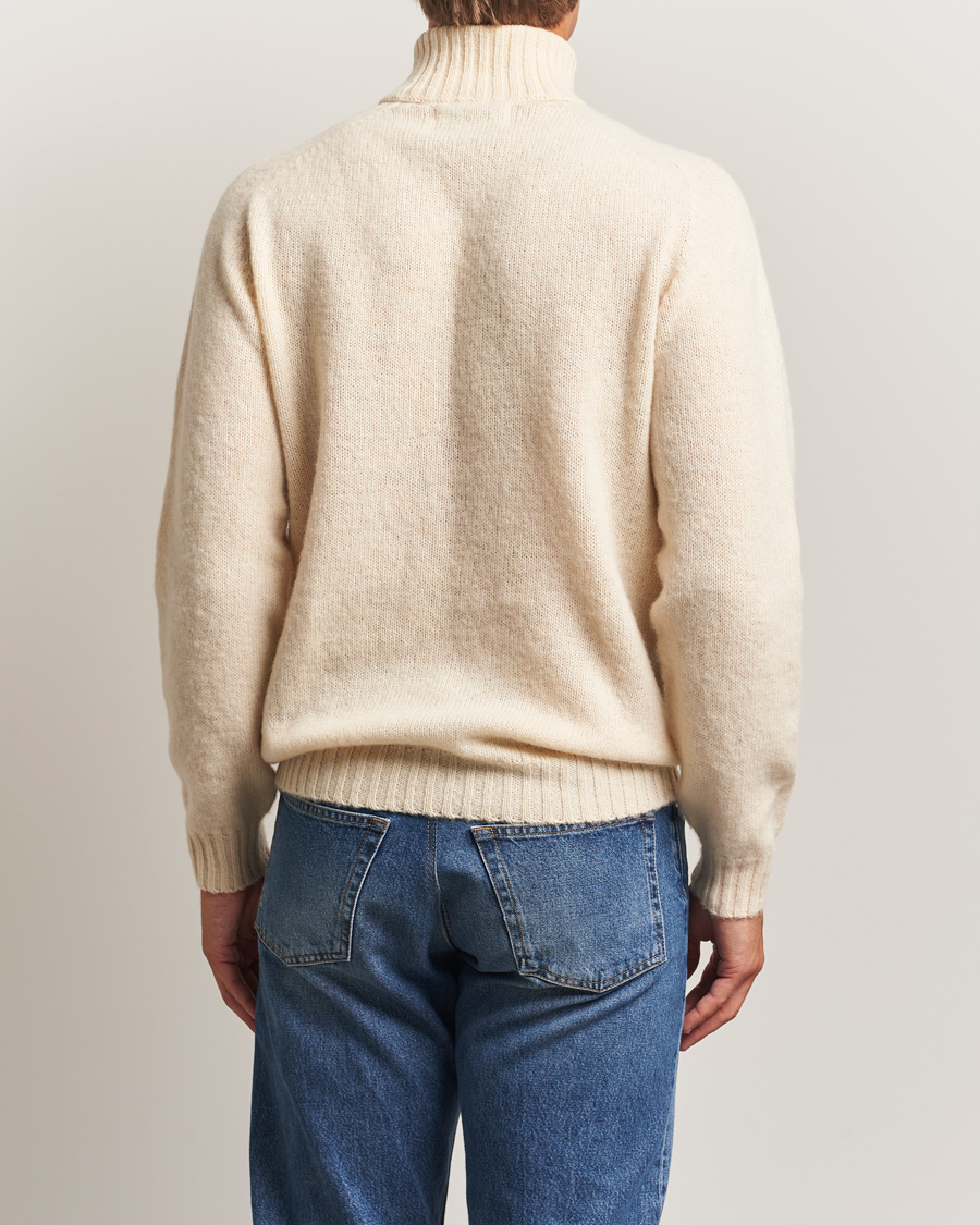 Herren | Pullover | Harley Of Scotland | Brushed Supersoft Lambswool Rollneck Vanilla