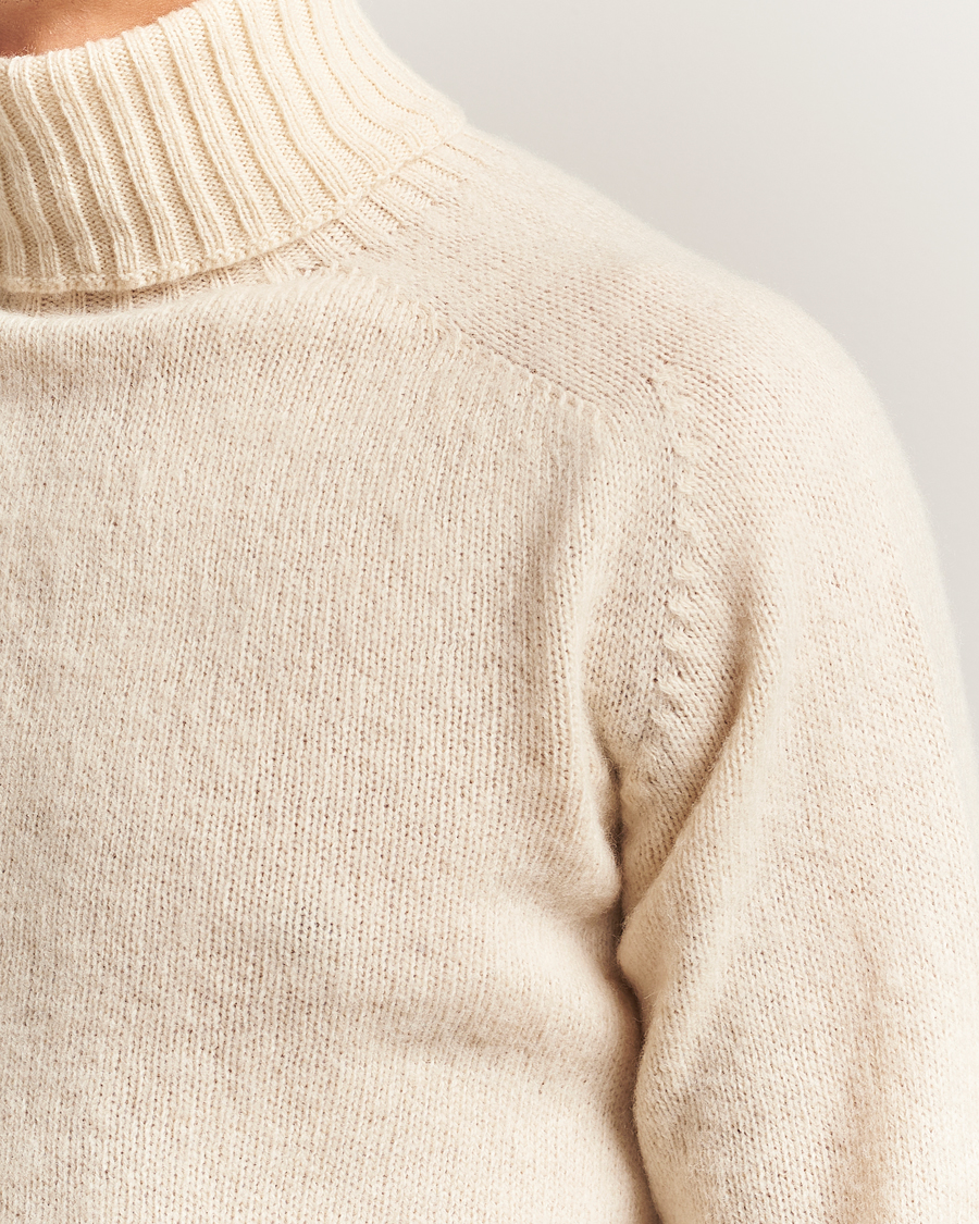 Herren | Pullover | Harley Of Scotland | Brushed Supersoft Lambswool Rollneck Vanilla