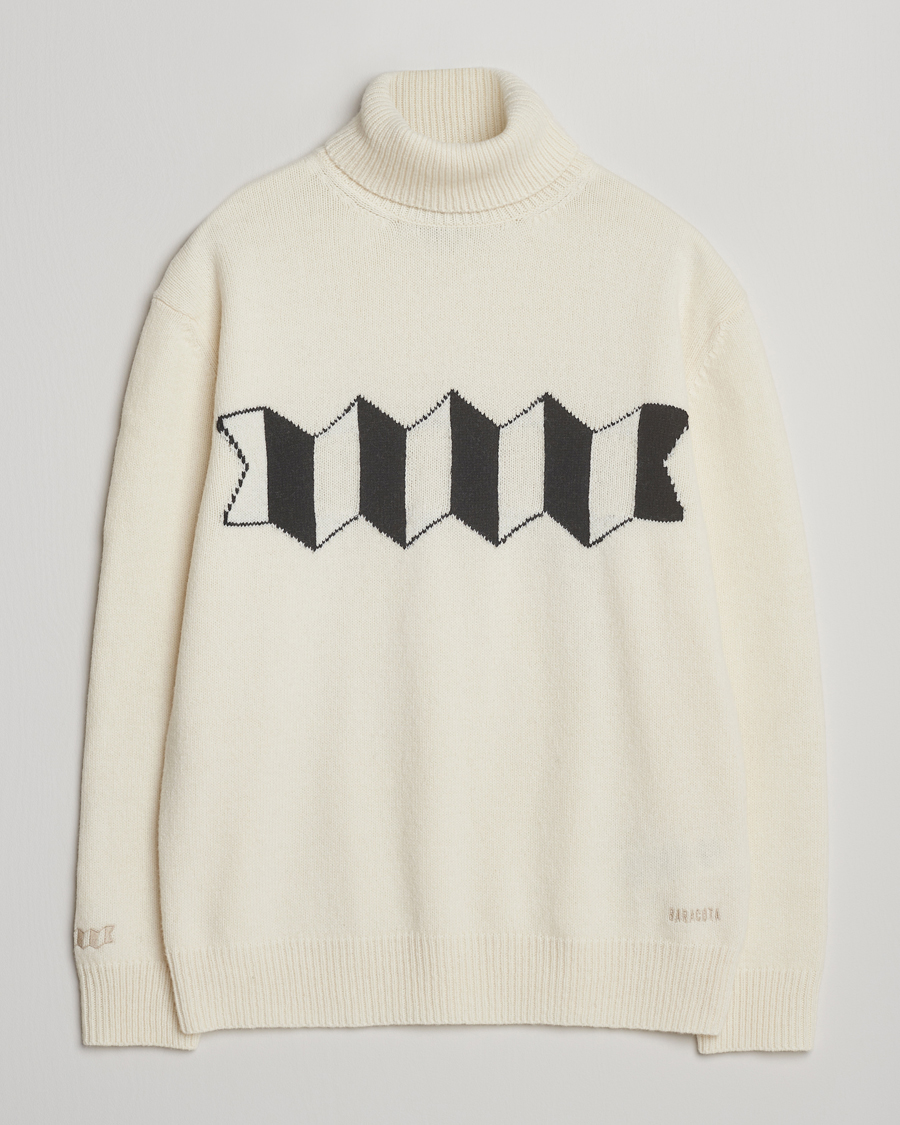 Herren | Pullover | Baracuta | Flag Logo Wool Turtleneck Antique White