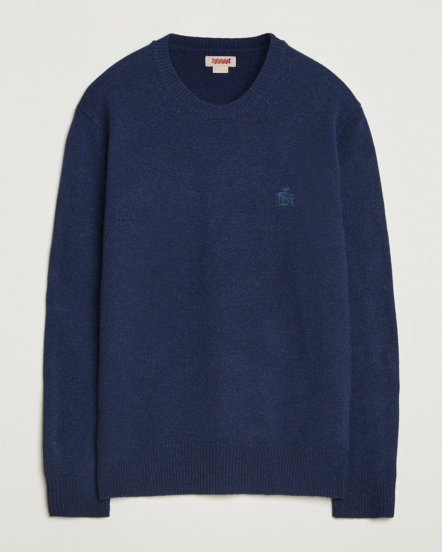 Herren | Pullover | Baracuta | Shetland Virgin Wool Crew Neck Navy