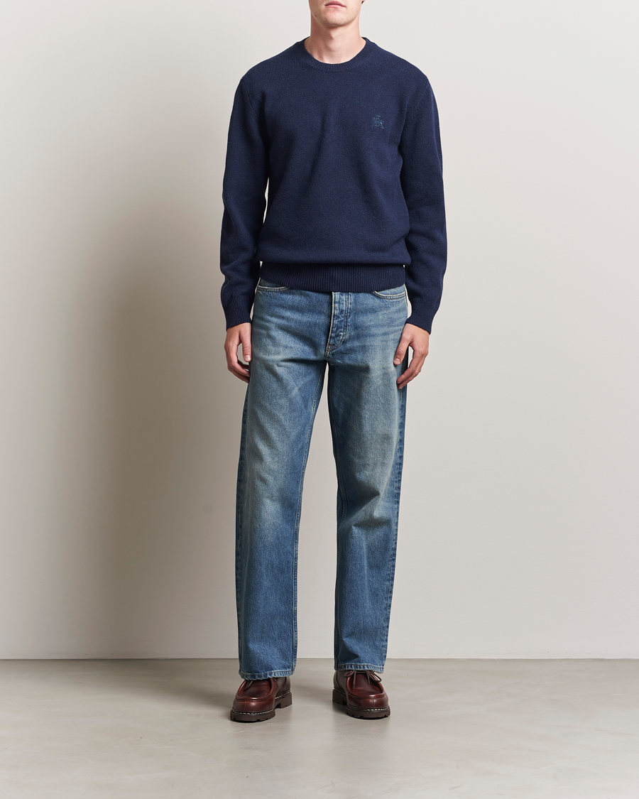 Herren | Pullover | Baracuta | Shetland Virgin Wool Crew Neck Navy