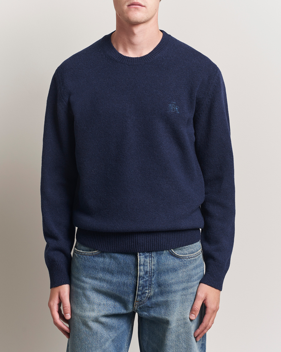 Herren | Pullover | Baracuta | Shetland Virgin Wool Crew Neck Navy