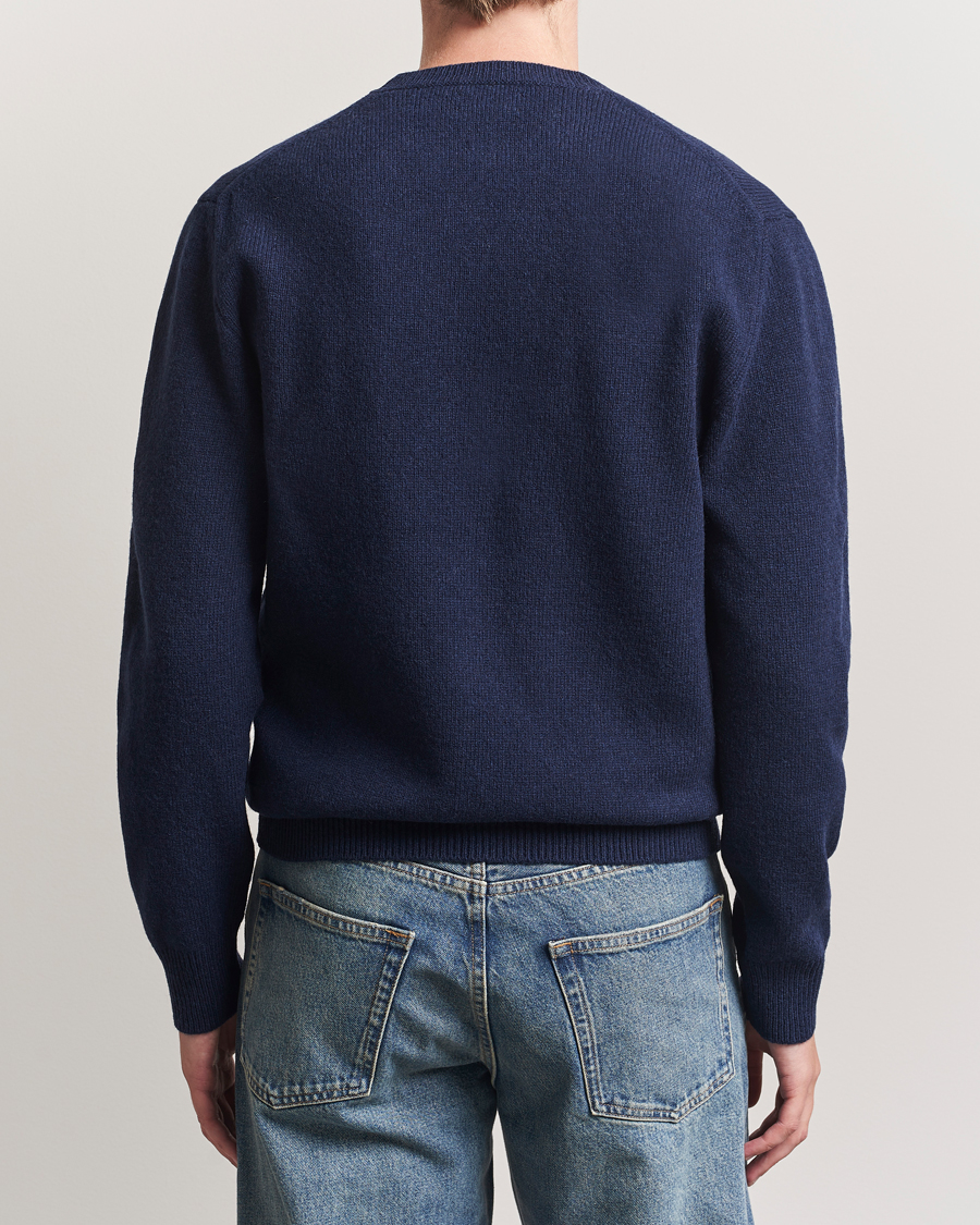 Herren | Pullover | Baracuta | Shetland Virgin Wool Crew Neck Navy