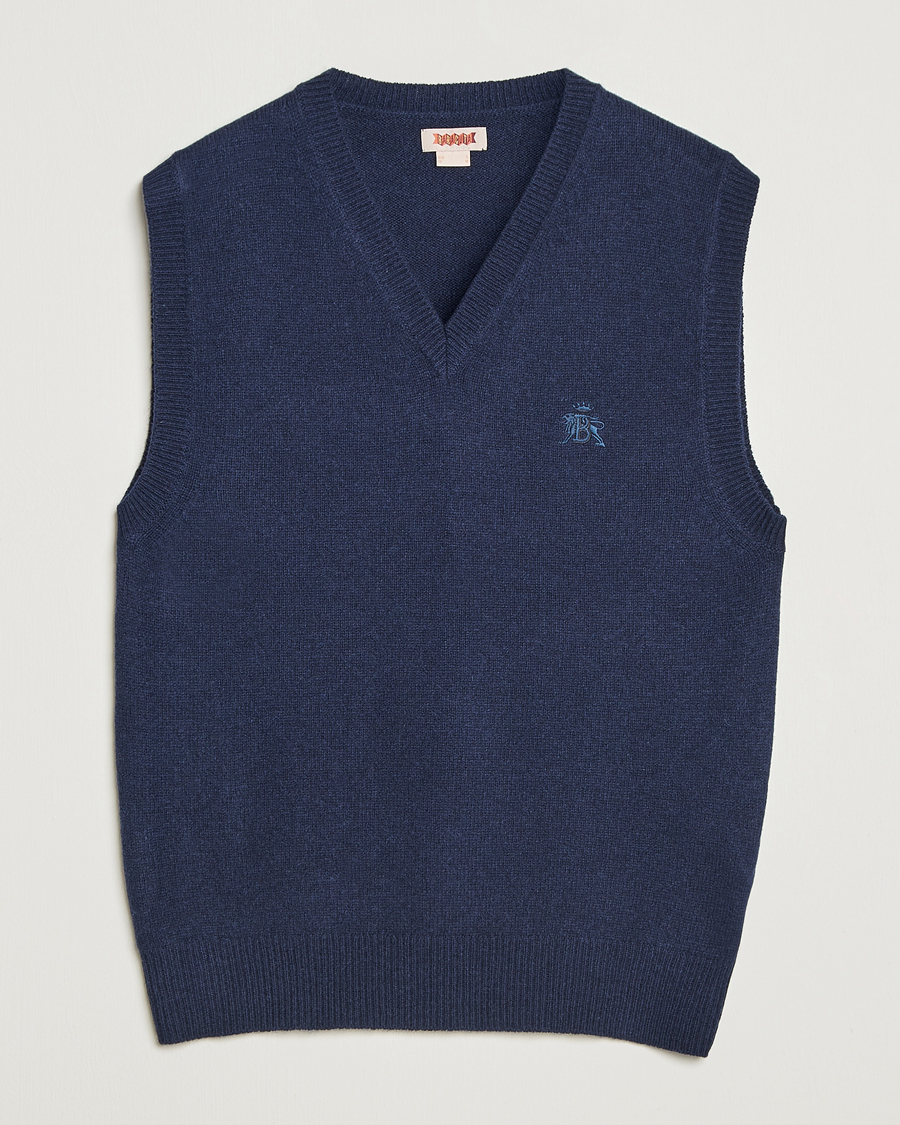 Herren | Pullover | Baracuta | Shetland Virgin Wool Vest Navy