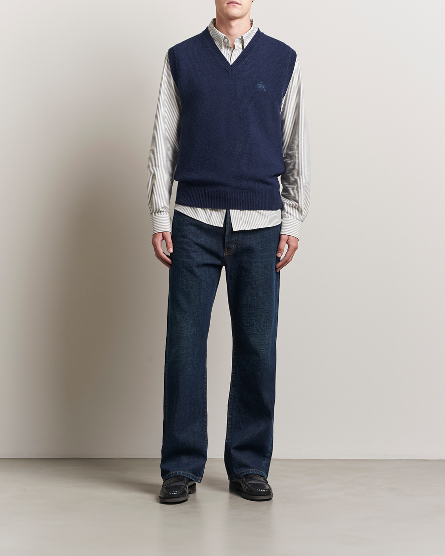 Herren | Pullover | Baracuta | Shetland Virgin Wool Vest Navy