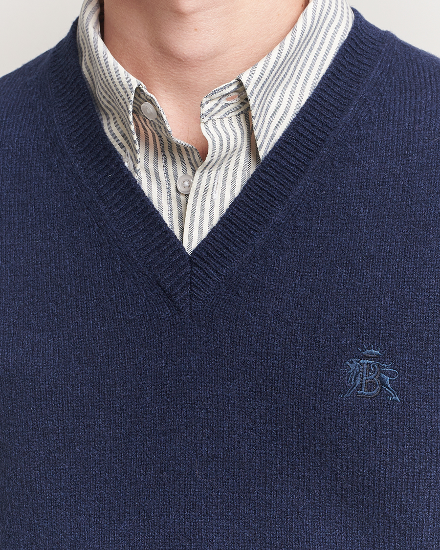 Herren | Pullover | Baracuta | Shetland Virgin Wool Vest Navy