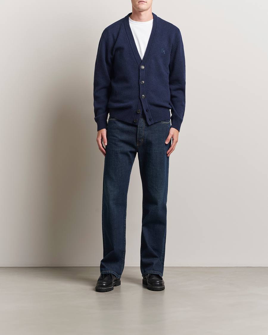 Herren | Pullover | Baracuta | Shetland Virgin Wool Cardigan Navy