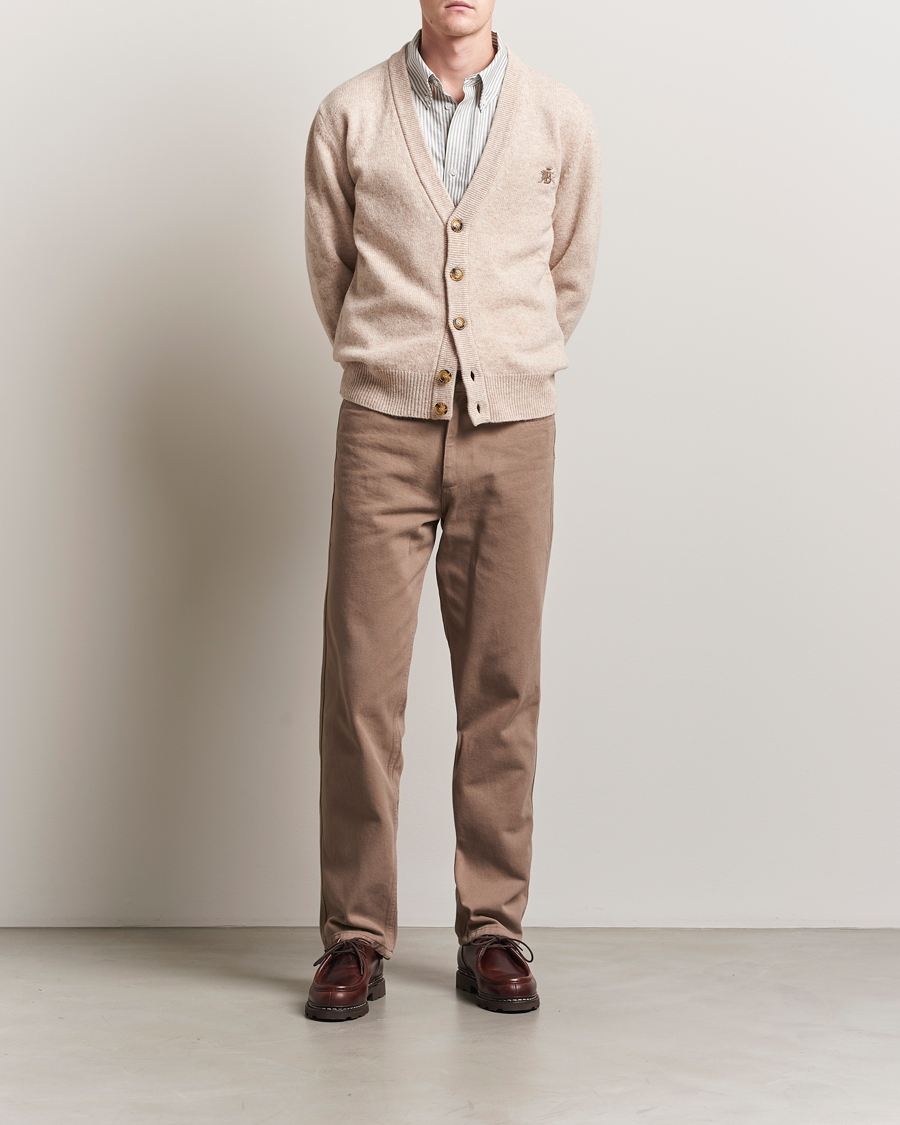 Herren | Pullover | Baracuta | Shetland Virgin Wool Cardigan Antique White