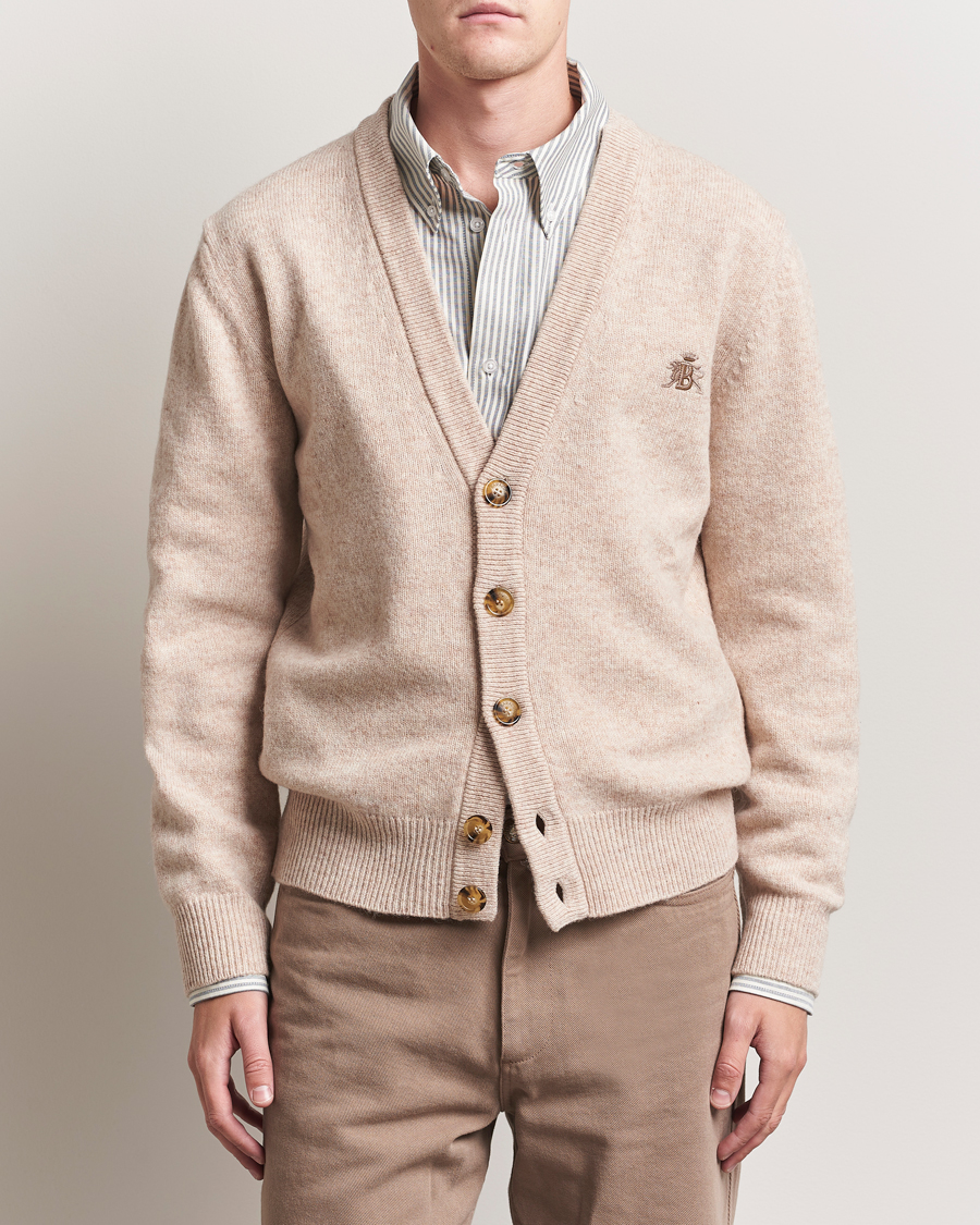 Herren | Pullover | Baracuta | Shetland Virgin Wool Cardigan Antique White