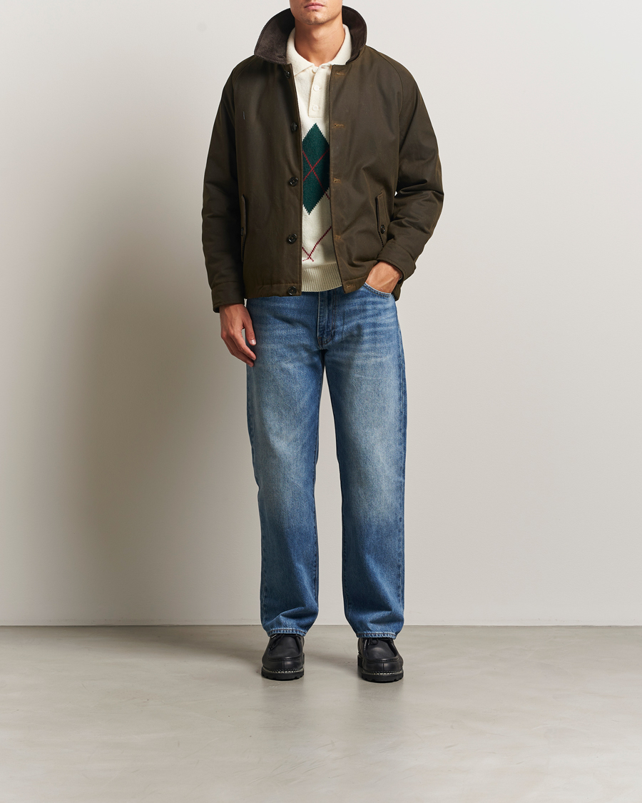 Herren | Jacken | Baracuta | Waxed Sherling Lined Deck Jacket Deep Moss