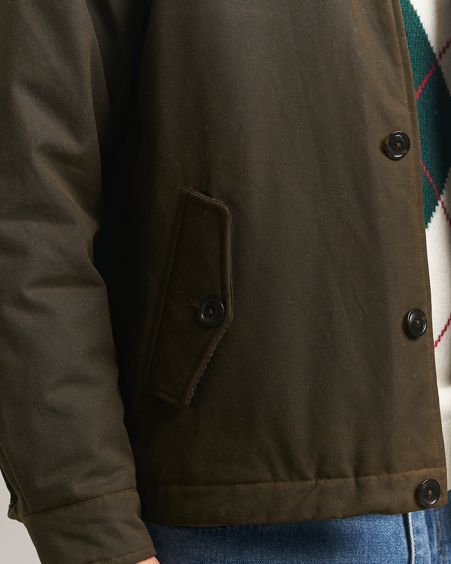Herren | Jacken | Baracuta | Waxed Sherling Lined Deck Jacket Deep Moss