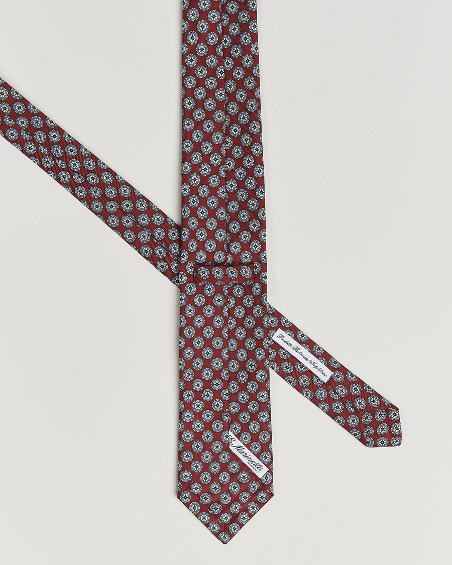 Herren | E. Marinella 3-Fold Printed Silk Tie Burgundy | E. Marinella | 3-Fold Printed Silk Tie Burgundy