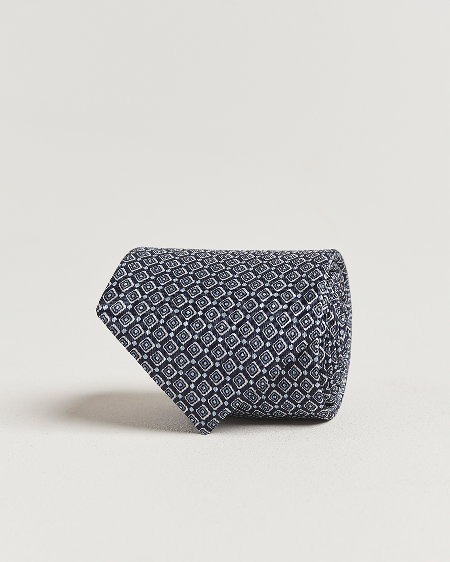 Herren | E. Marinella 3-Fold Printed Silk Tie Navy | E. Marinella | 3-Fold Printed Silk Tie Navy