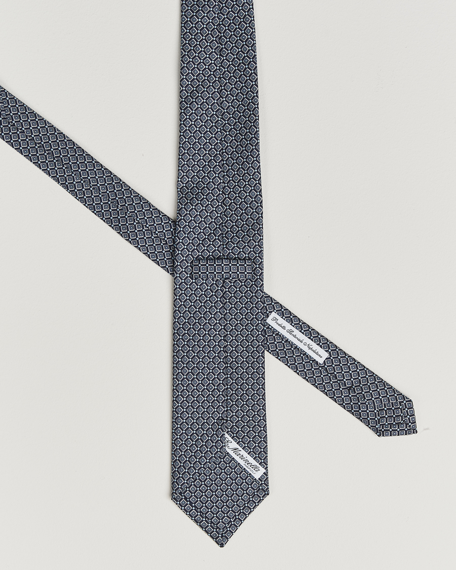 Herren | E. Marinella 3-Fold Printed Silk Tie Navy | E. Marinella | 3-Fold Printed Silk Tie Navy