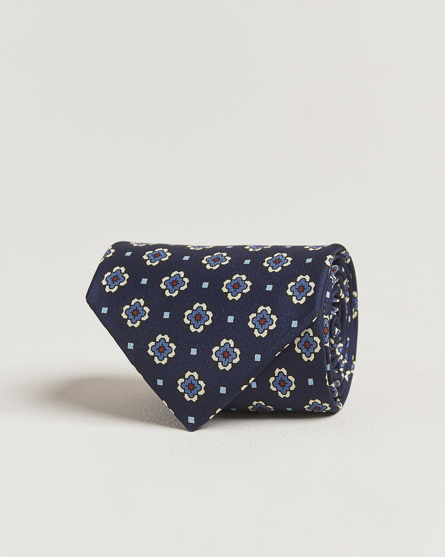 Herren | Krawatten | E. Marinella | Archivio 3-Fold Printed Silk Tie Navy