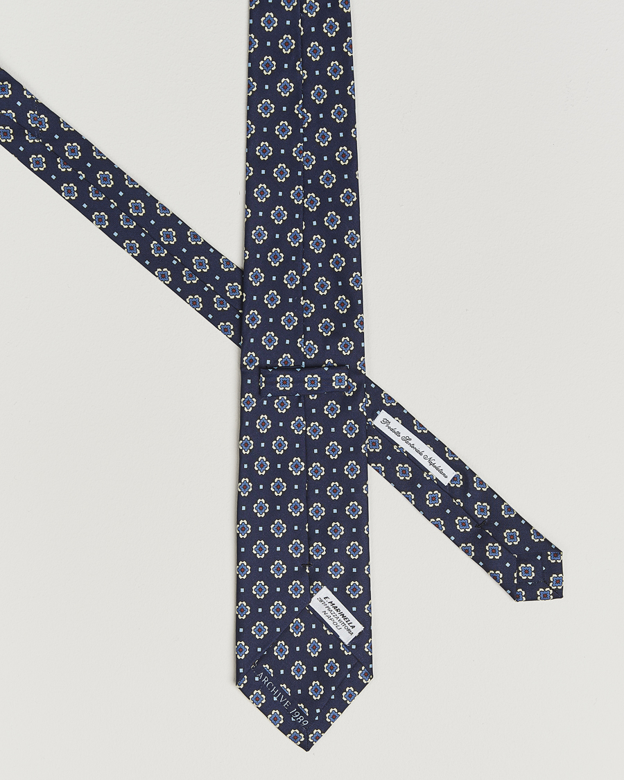 Herren | Krawatten | E. Marinella | Archivio 3-Fold Printed Silk Tie Navy