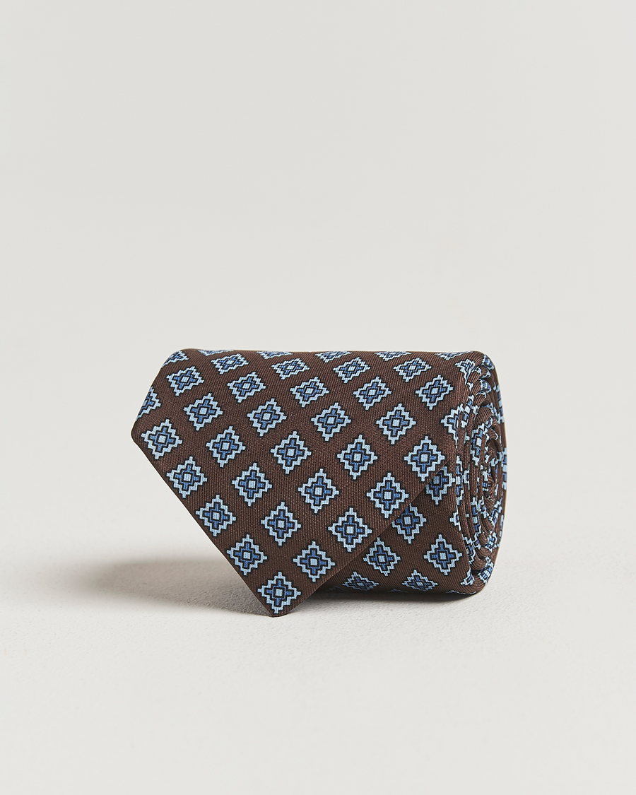 Herren | E. Marinella Archivio 3-Fold Printed Silk Tie Brown | E. Marinella | Archivio 3-Fold Printed Silk Tie Brown
