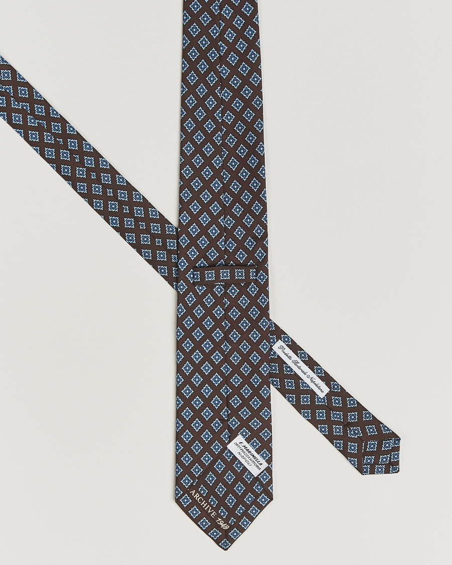 Herren | E. Marinella Archivio 3-Fold Printed Silk Tie Brown | E. Marinella | Archivio 3-Fold Printed Silk Tie Brown