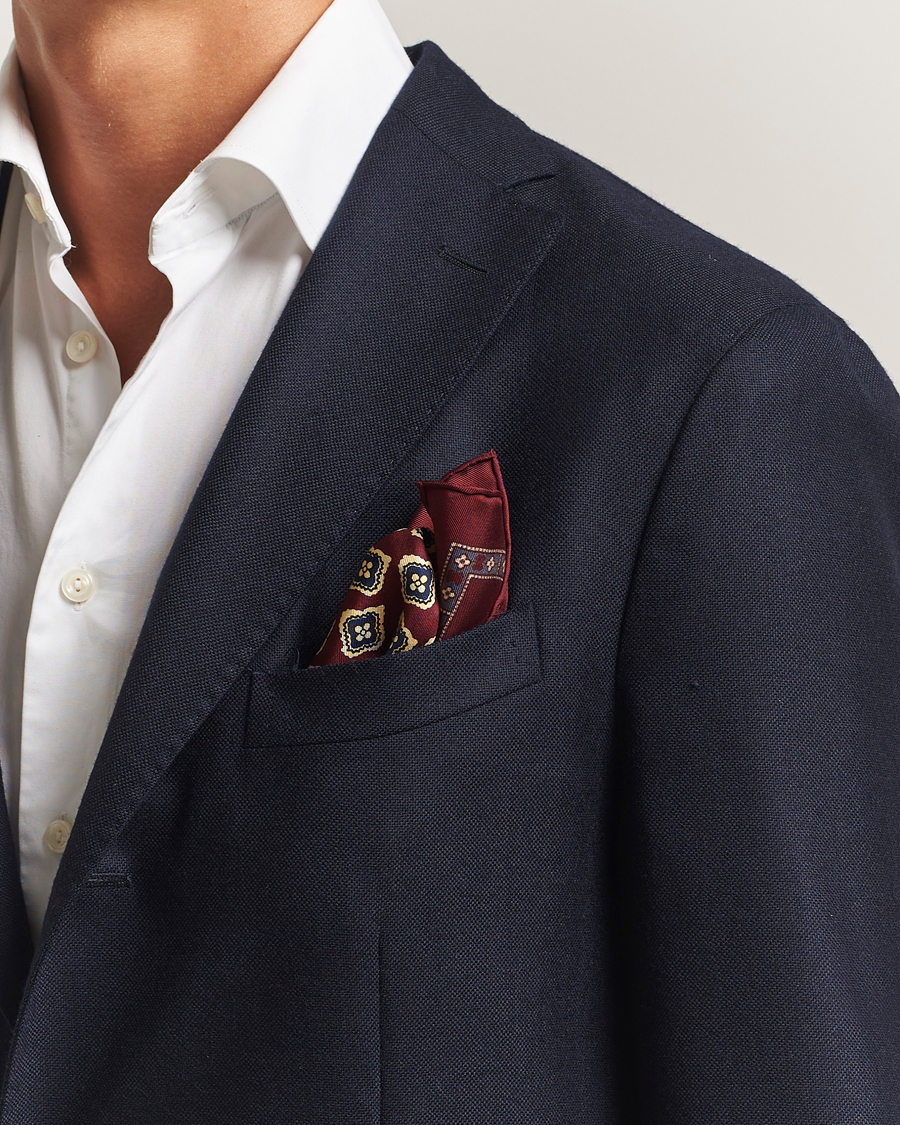 Herren | E. Marinella Archivio Silk Pocket Square Burgundy | E. Marinella | Archivio Silk Pocket Square Burgundy