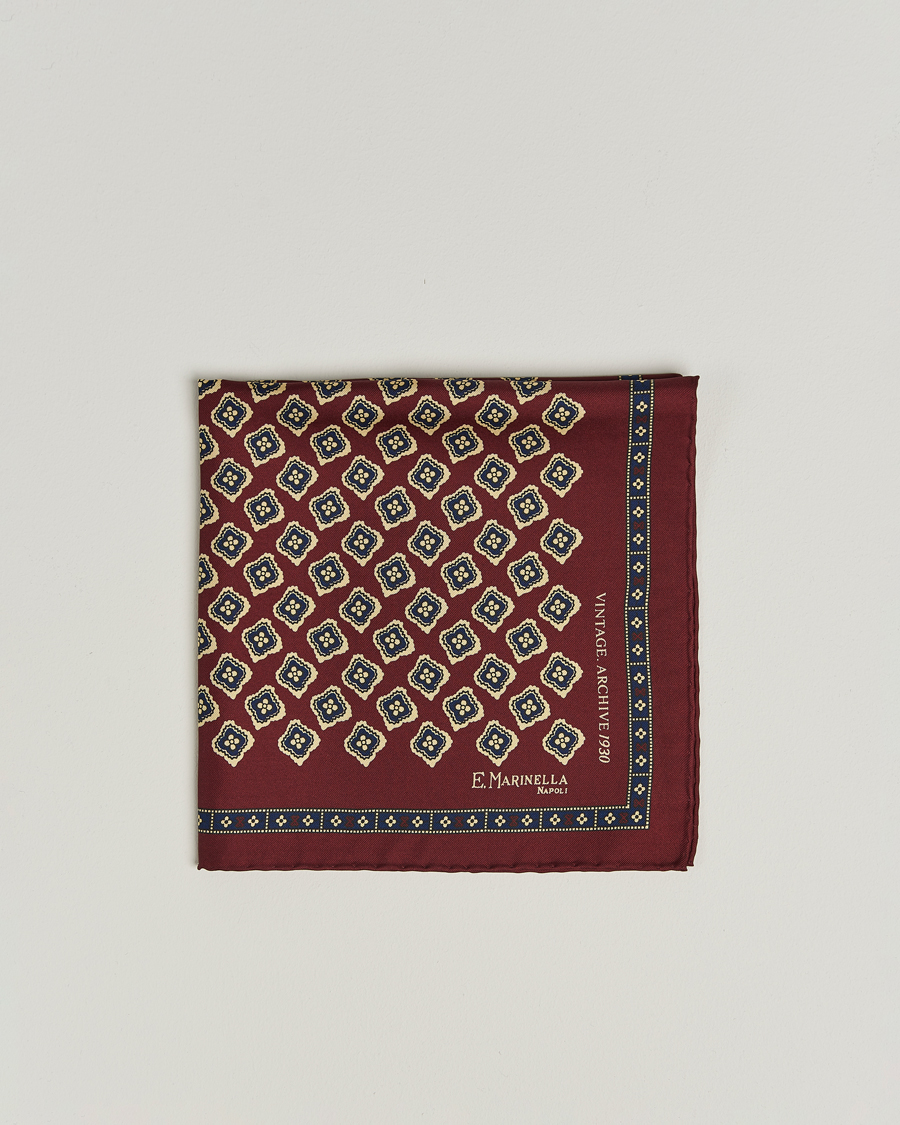 Herren | E. Marinella Archivio Silk Pocket Square Burgundy | E. Marinella | Archivio Silk Pocket Square Burgundy