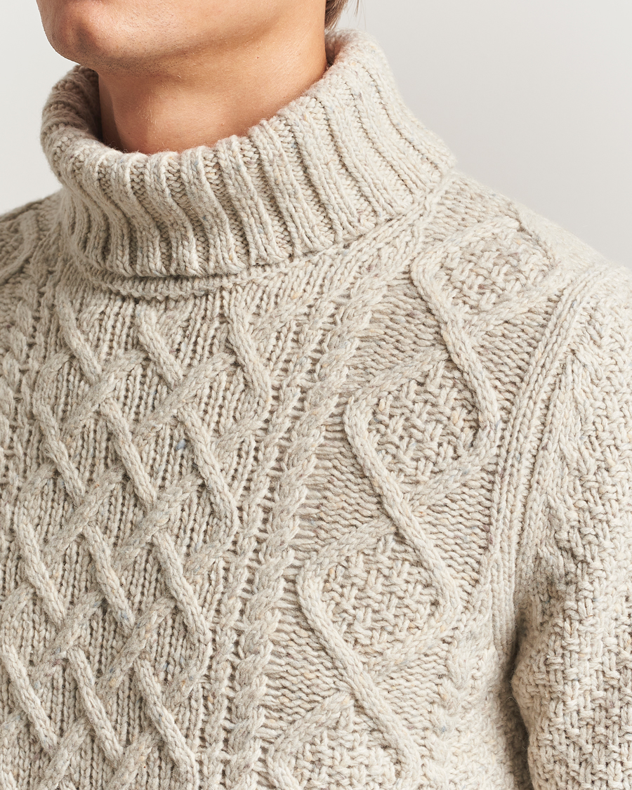 Herren | Pullover | Morris | Beauford Cable Roller Neck Off White