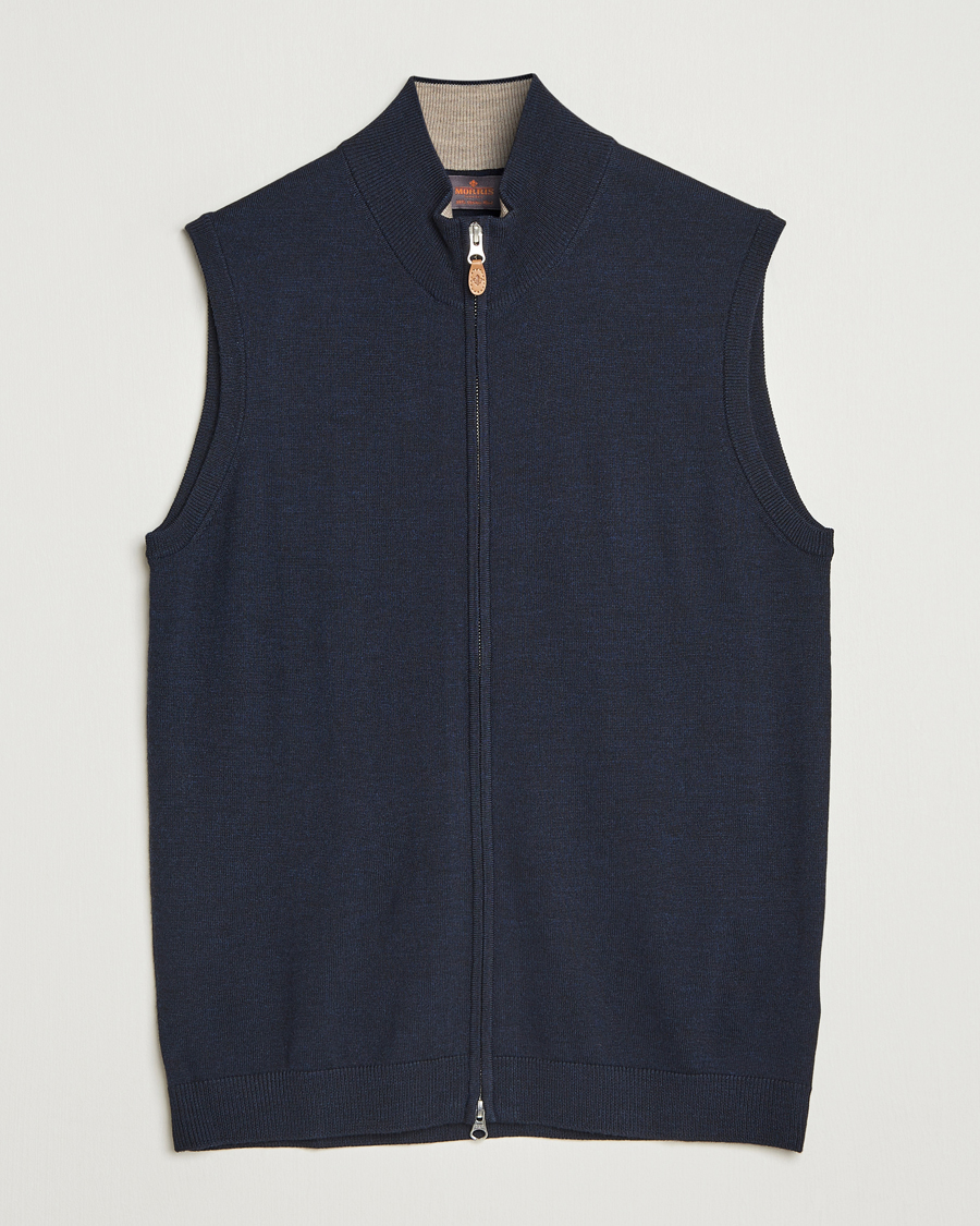 Herren | Pullover | Morris | Merino Zip Vest Navy