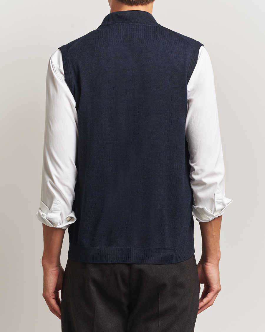 Herren | Pullover | Morris | Merino Zip Vest Navy