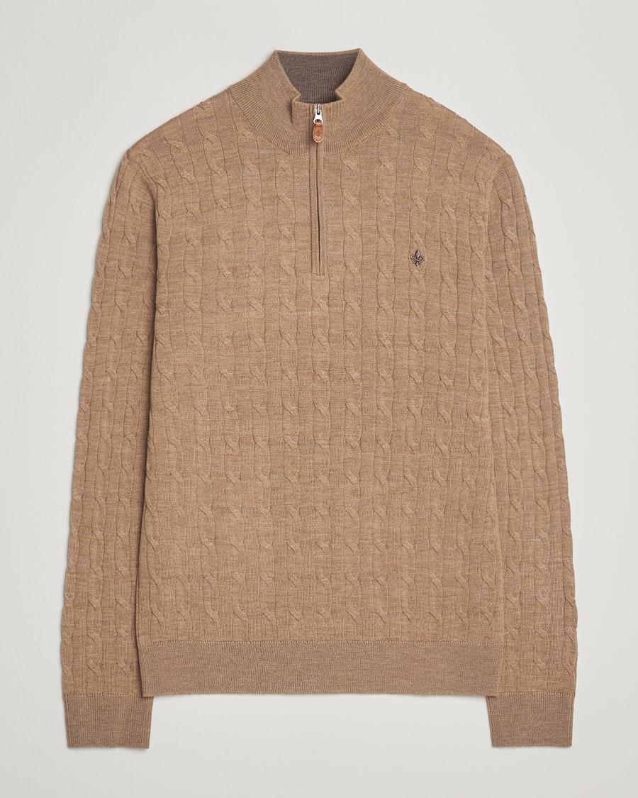 Herren | Pullover | Morris | Merino Cable Half Zip Camel