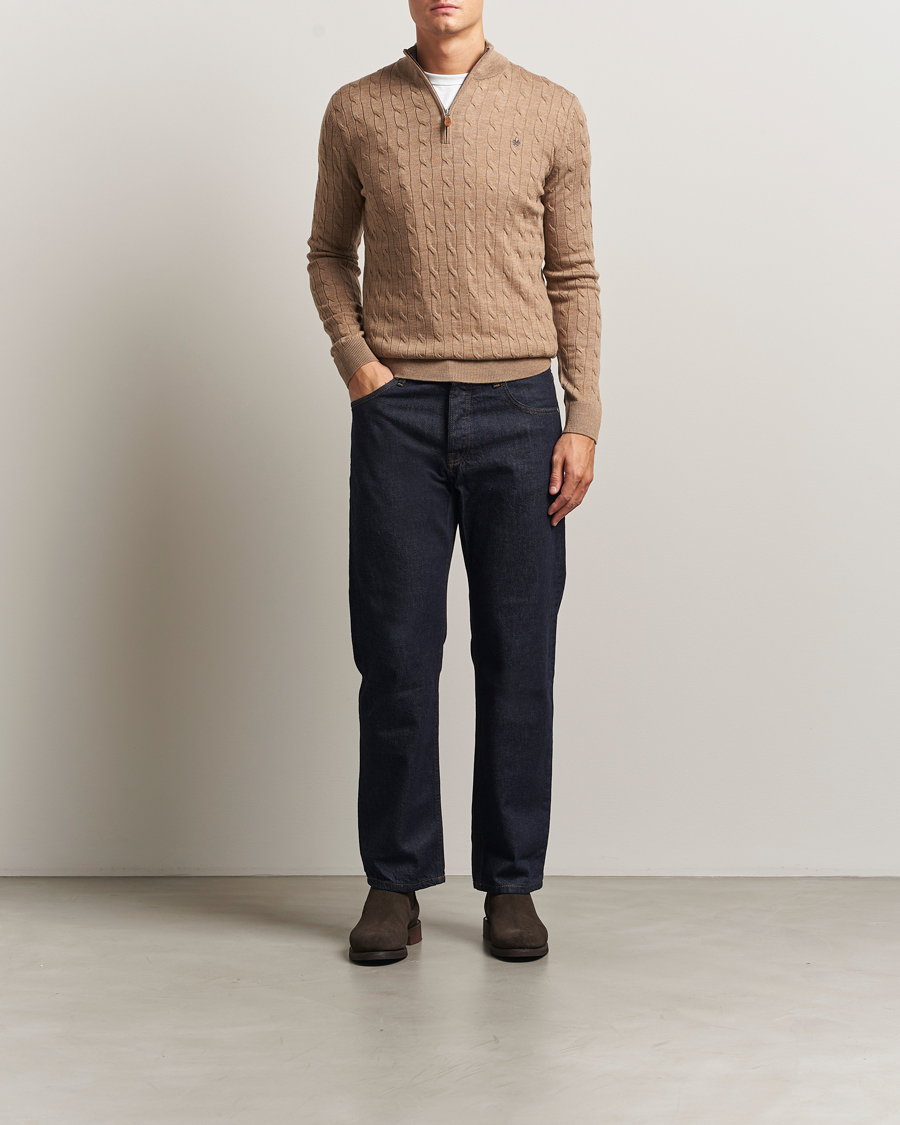 Herren | Pullover | Morris | Merino Cable Half Zip Camel