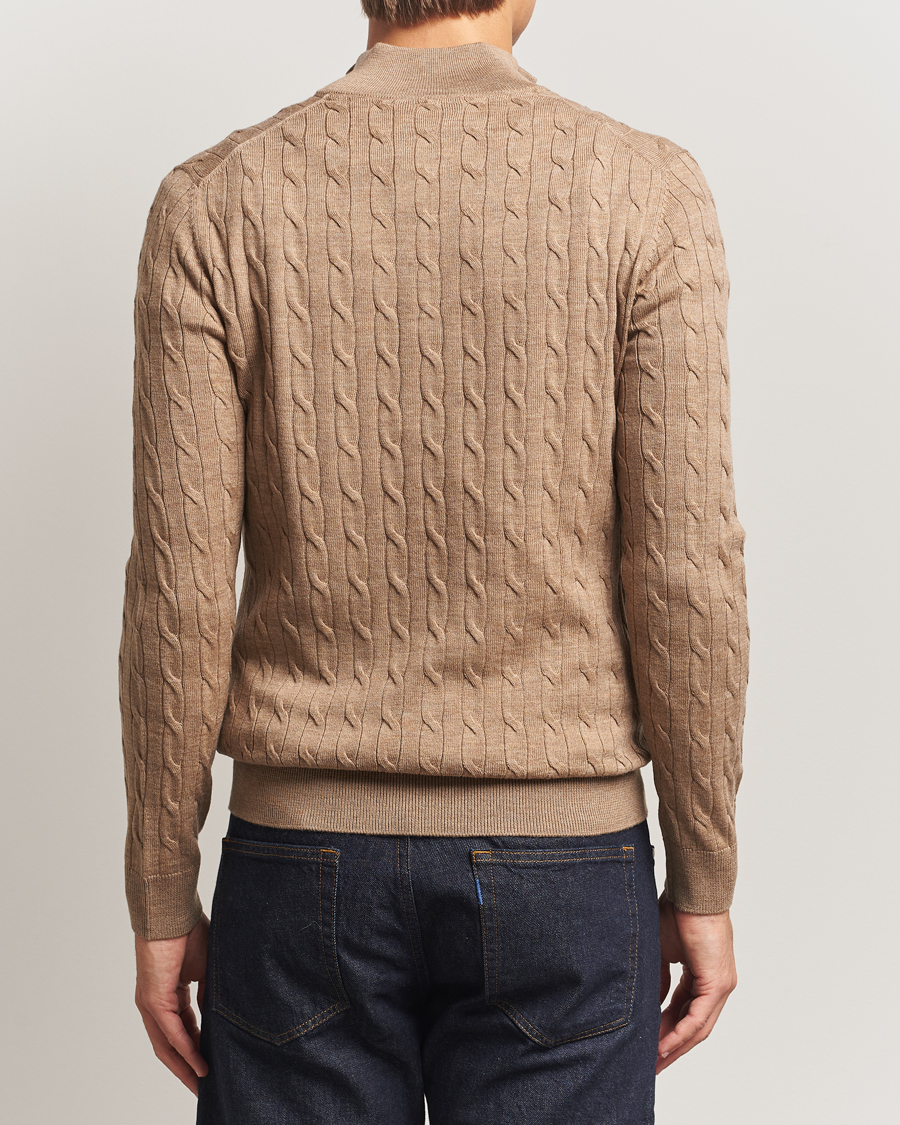 Herren | Pullover | Morris | Merino Cable Half Zip Camel