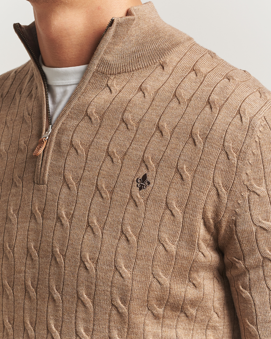 Herren | Pullover | Morris | Merino Cable Half Zip Camel