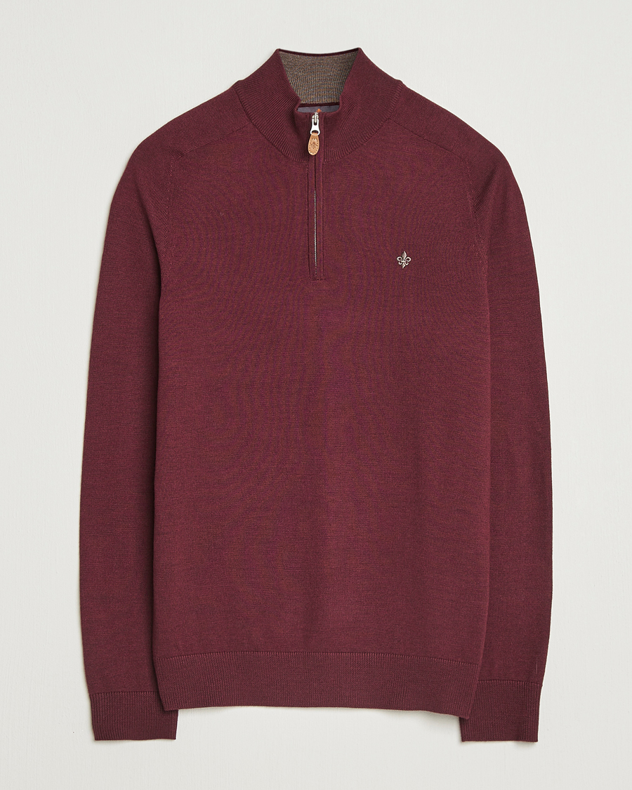 Herren | Pullover | Morris | John Merino Half Zip Wine Red