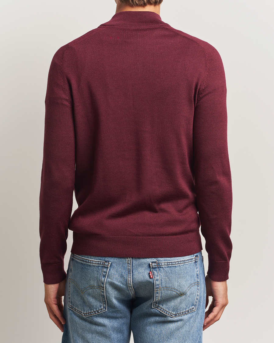 Herren | Pullover | Morris | John Merino Half Zip Wine Red