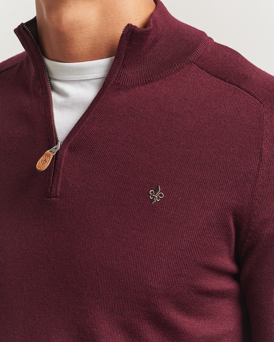 Herren | Pullover | Morris | John Merino Half Zip Wine Red