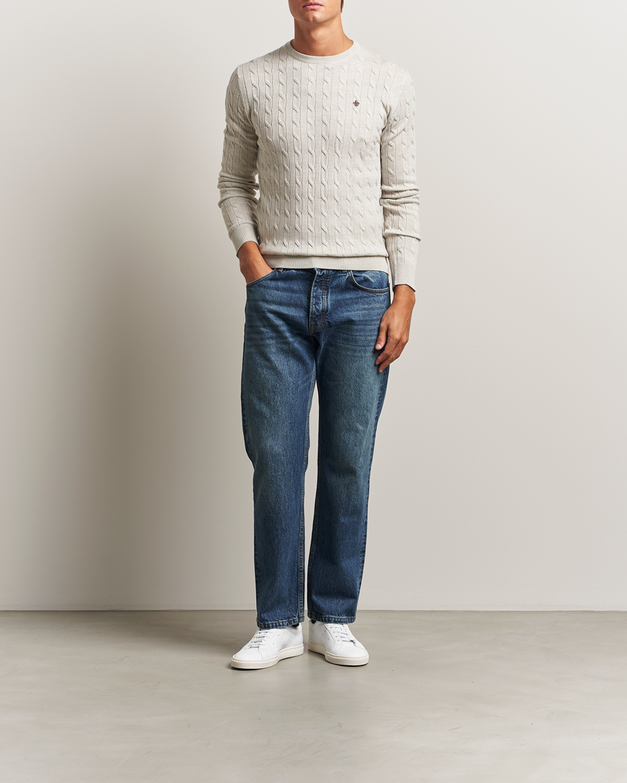 Herren | Pullover | Morris | Merino Cable O-Neck Off White
