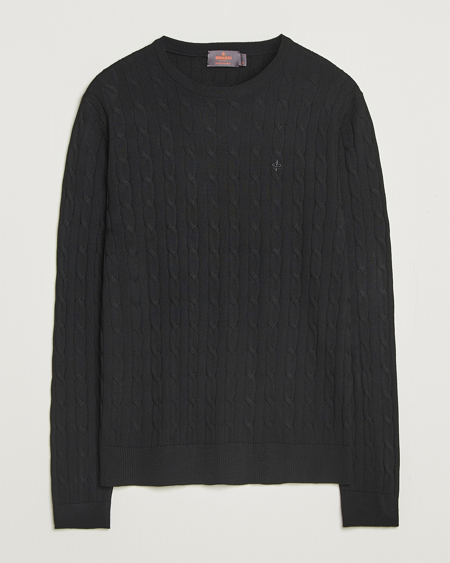 Herren | Pullover | Morris | Merino Cable O-Neck Black