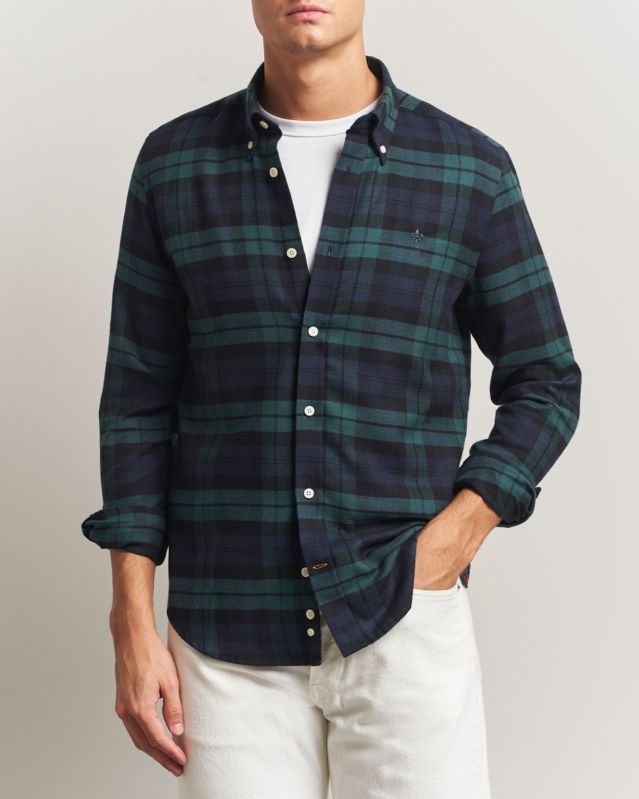 Herren | Hemden | Morris | Soft Twill Tartan Shirt Navy
