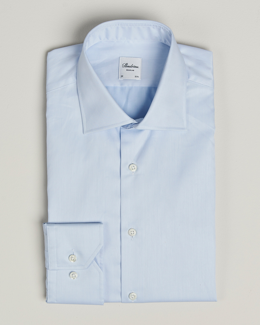 Herren | Hemden | Stenströms | Regular Fit Cotton Twill Shirt Blue