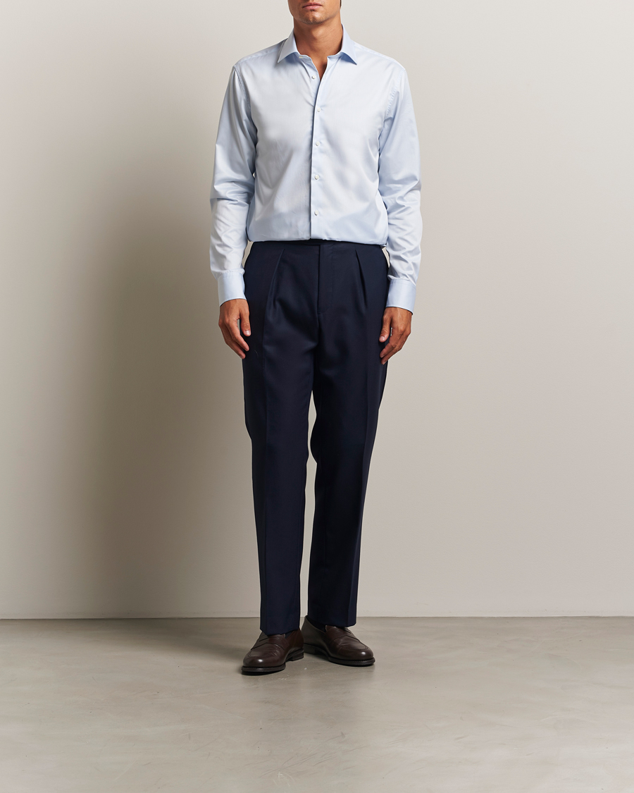 Herren | Hemden | Stenströms | Regular Fit Cotton Twill Shirt Blue