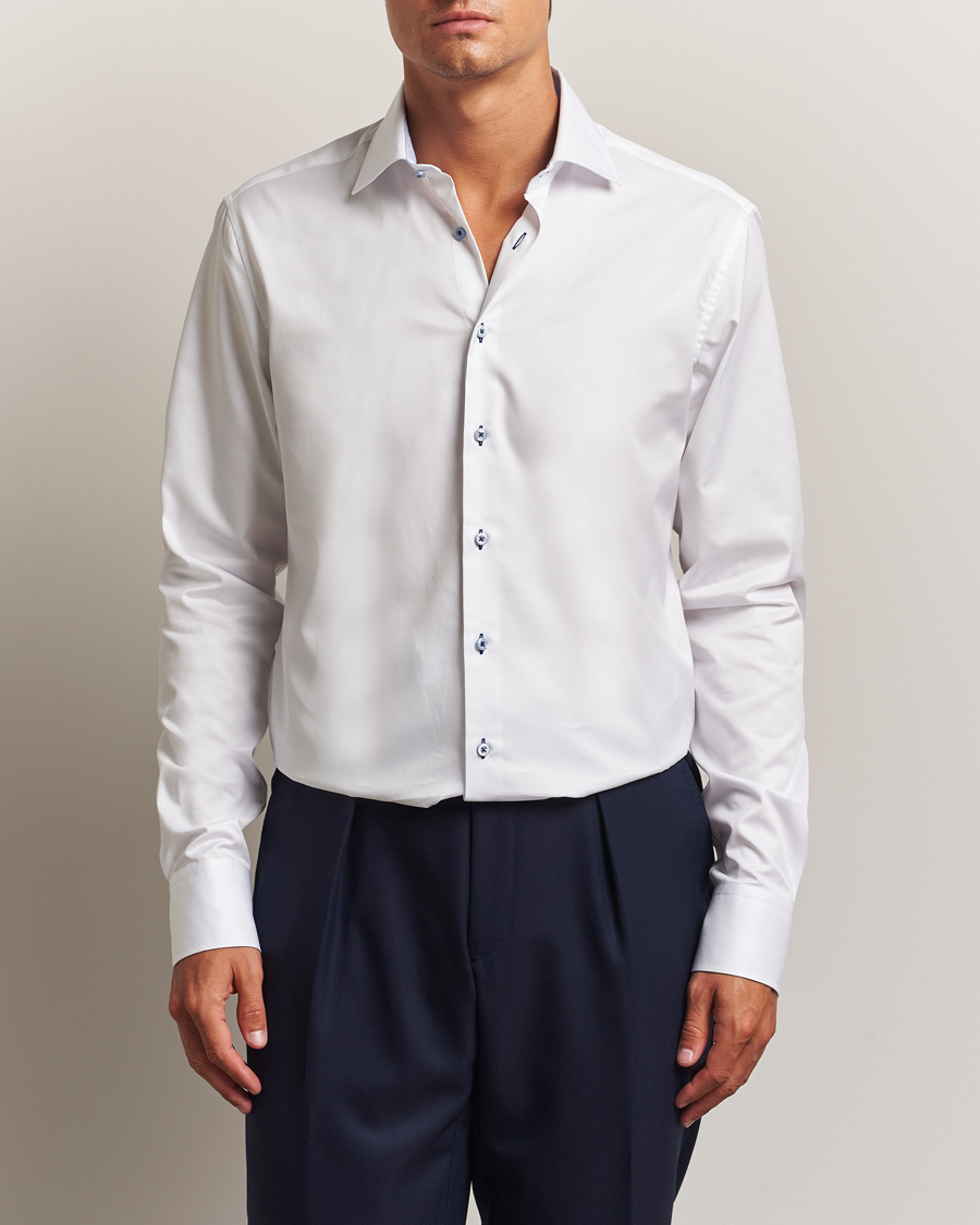 Herren | Hemden | Stenströms | Regular Fit X-Long Sleeve Contrast Shirt White