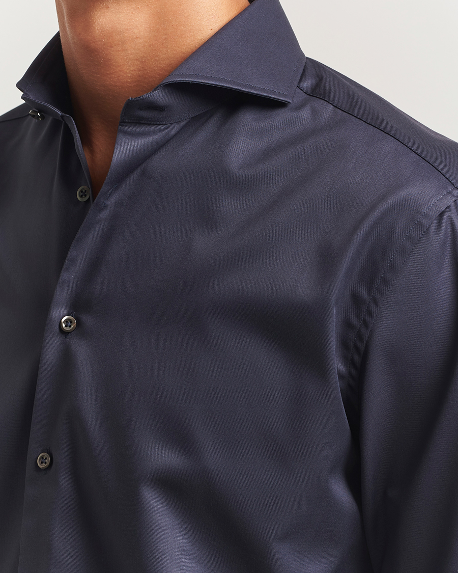 Herren | Hemden | Stenströms | Regular Fit Extreme Cut Away Shirt Navy